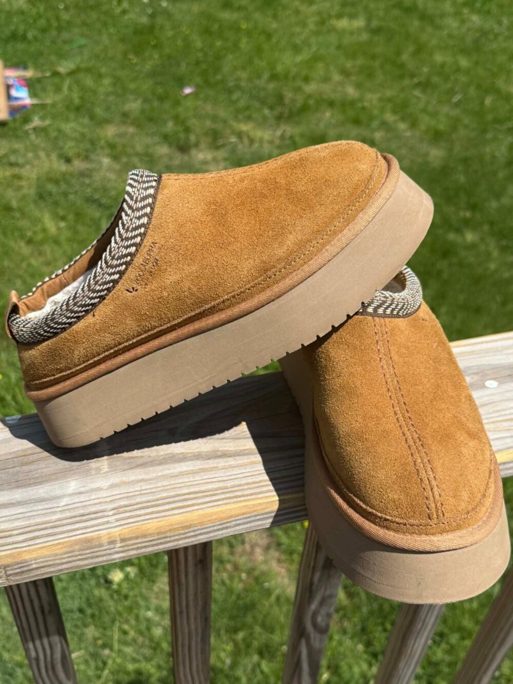 Koolaburra UGG Platform Slides Brown Suede Cozy Casual Chic SIZE 9 3320